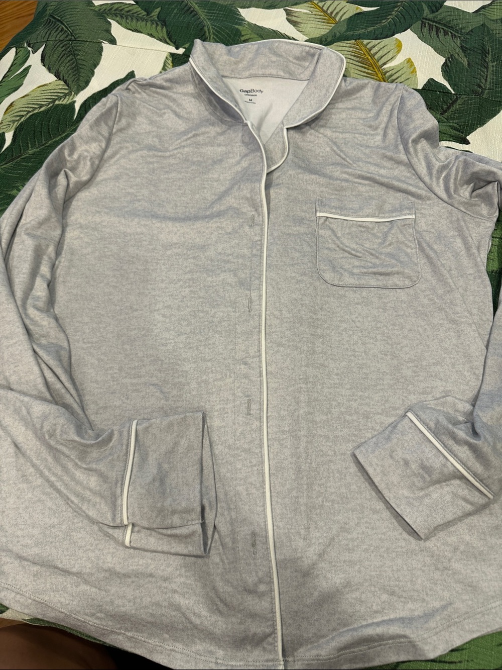 Light Gray Pajama Top with White Piping